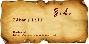 Zákány Lili névjegykártya